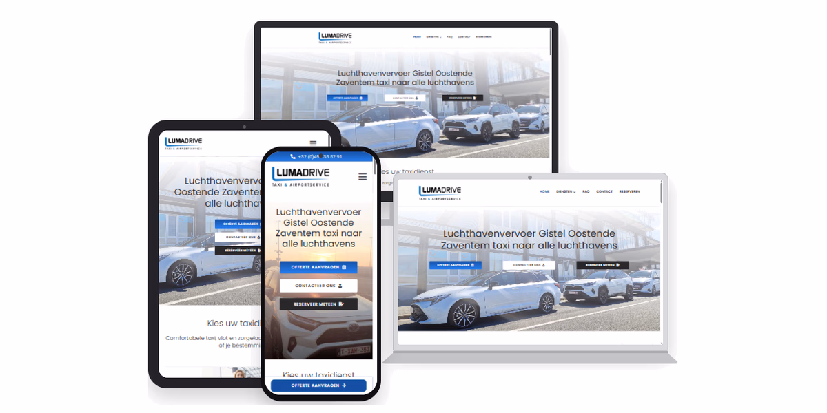 De website van Lumadrive op desktop, laptop, tablet en smartphone