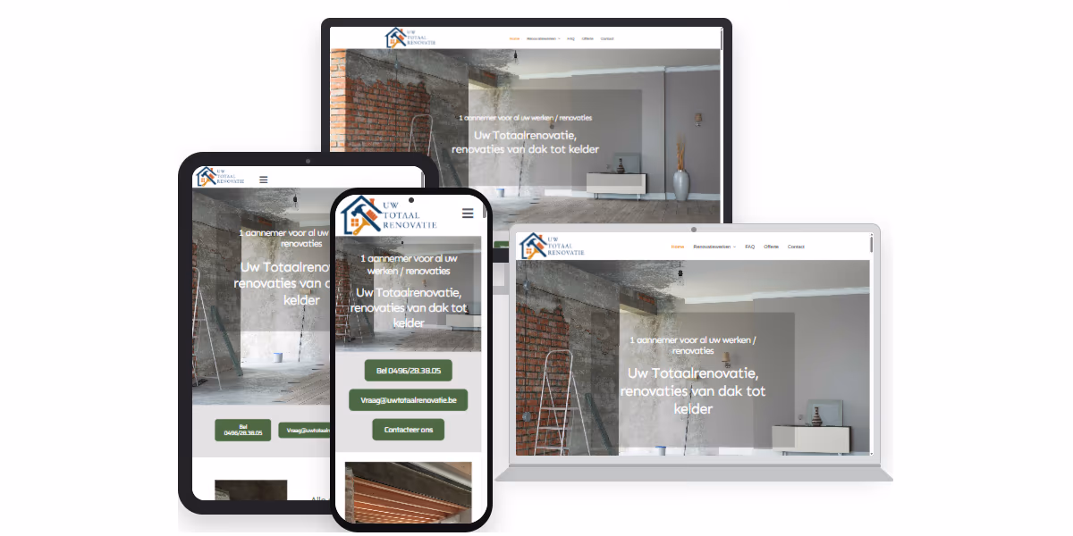 Webdesign Uw Totaalrenovatie op desktop, laptop, tablet en smartphone