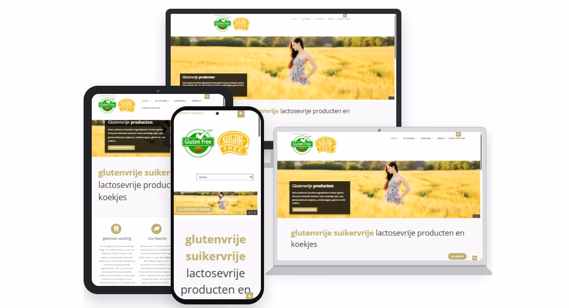 Eigen "Responsive website test"-tool van Website Designer, hier met de website van Glutenvrij-Suikervrij.be