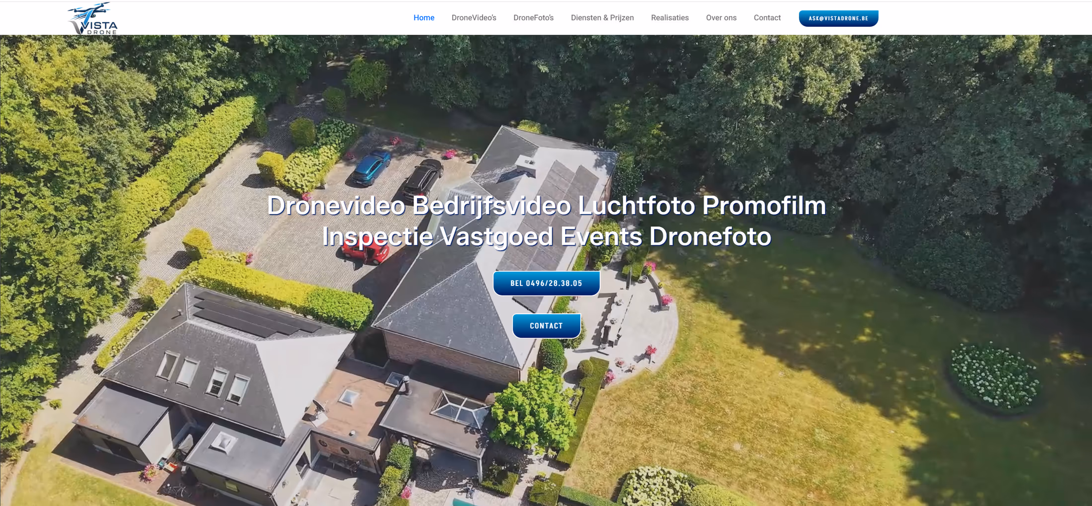 Website voor VistaDrone, dronevideo en luchtfoto's, gebouwd door Website Designer