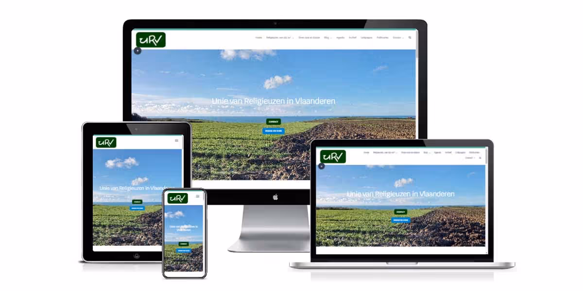 De website van de URV op desktop, laptop, tablet en smartphone